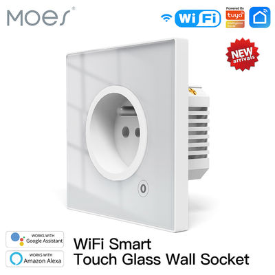 95v Wifi Smart Wall Socket Outlet Panel Kaca Power Monitor Relay Status Dan Mode Cahaya