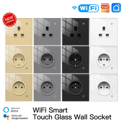 95v Wifi Smart Wall Socket Outlet Panel Kaca Power Monitor Relay Status Dan Mode Cahaya