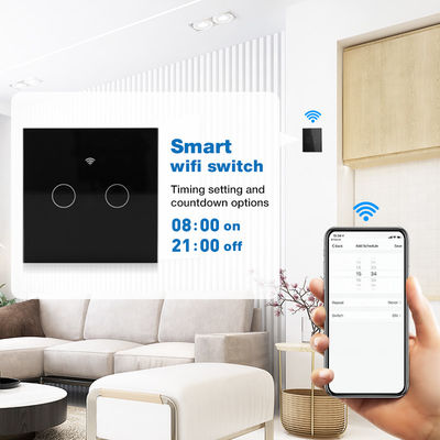 Amazon Alexa Dan Google Home Control Smart Wall Light Switch Layar Sentuh Kaca Tempered