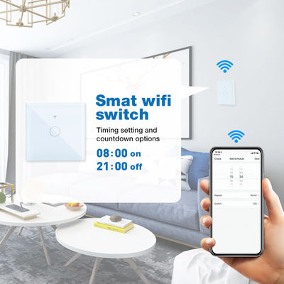 OEM ODM EU UK Standard 1gang Smart Wifi Wall Switch Tahan Air Untuk Otomatisasi Rumah