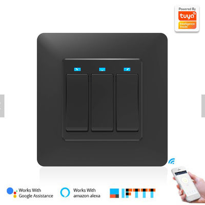 EU UK Standard Life App Smart Wifi Wall Switch Putih Hitam 3 Gang 2 Way Wifi Light Switch