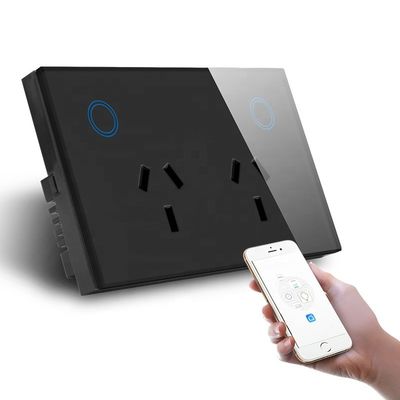 AU/US Standard Smart Wall Socket Outlet Dengan Panel Kaca Touch Power Point SAA Persetujuan