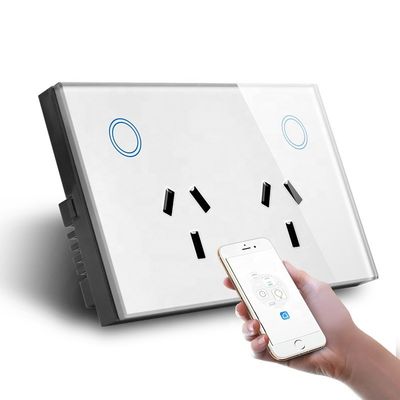 AU/US Standard Smart Wall Socket Outlet Dengan Panel Kaca Touch Power Point SAA Persetujuan