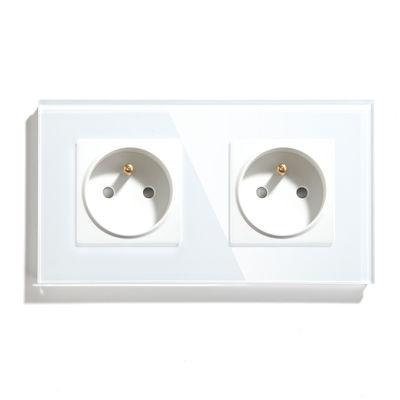 Double Frame Wifi French Plug Socket FR Outlet Panel Kaca French Wall Socket 250V