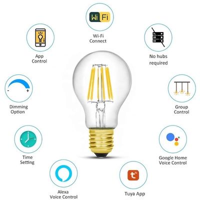 Nirkabel 6 Watt Smart Wifi LED Bulb CT 2700K Bola Lampu Kontrol Suara Putih Hangat Lembut