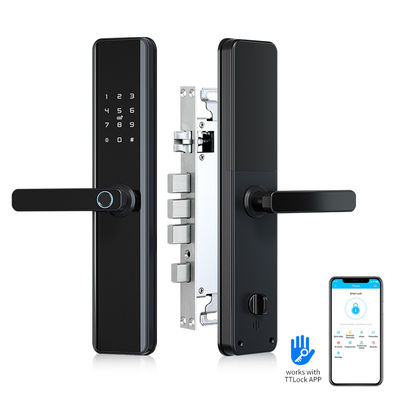 Kunci Pintu Wifi Cerdas Biometrik Dengan Pegangan Kunci Pintu Masuk Tanpa Kunci Dengan Sidik Jari